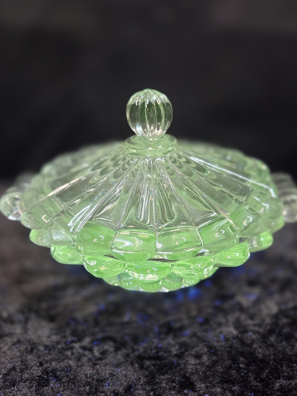 Heisey CRYSTOLITE Round Double Handle 7” Preserves Dish With Lid!Glows